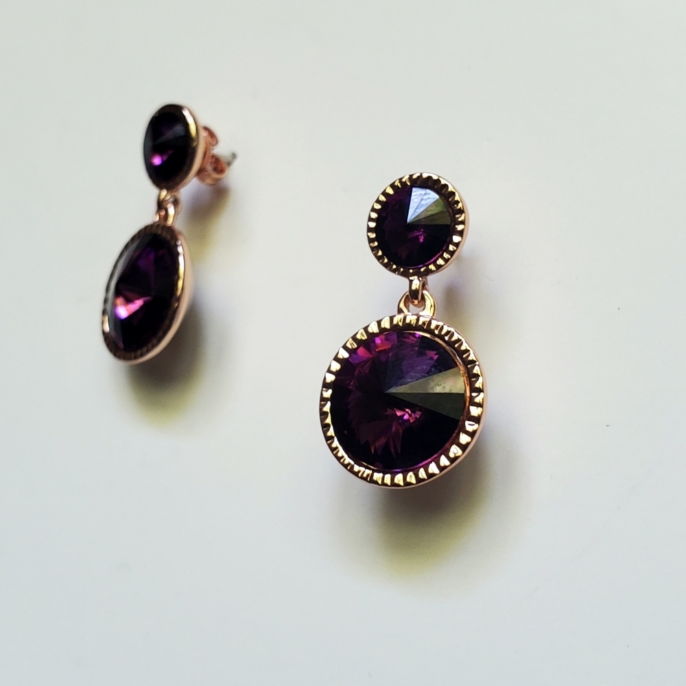 Ted Baker PURPLE Ronda Rivoli Swarovski Crystal Earrings